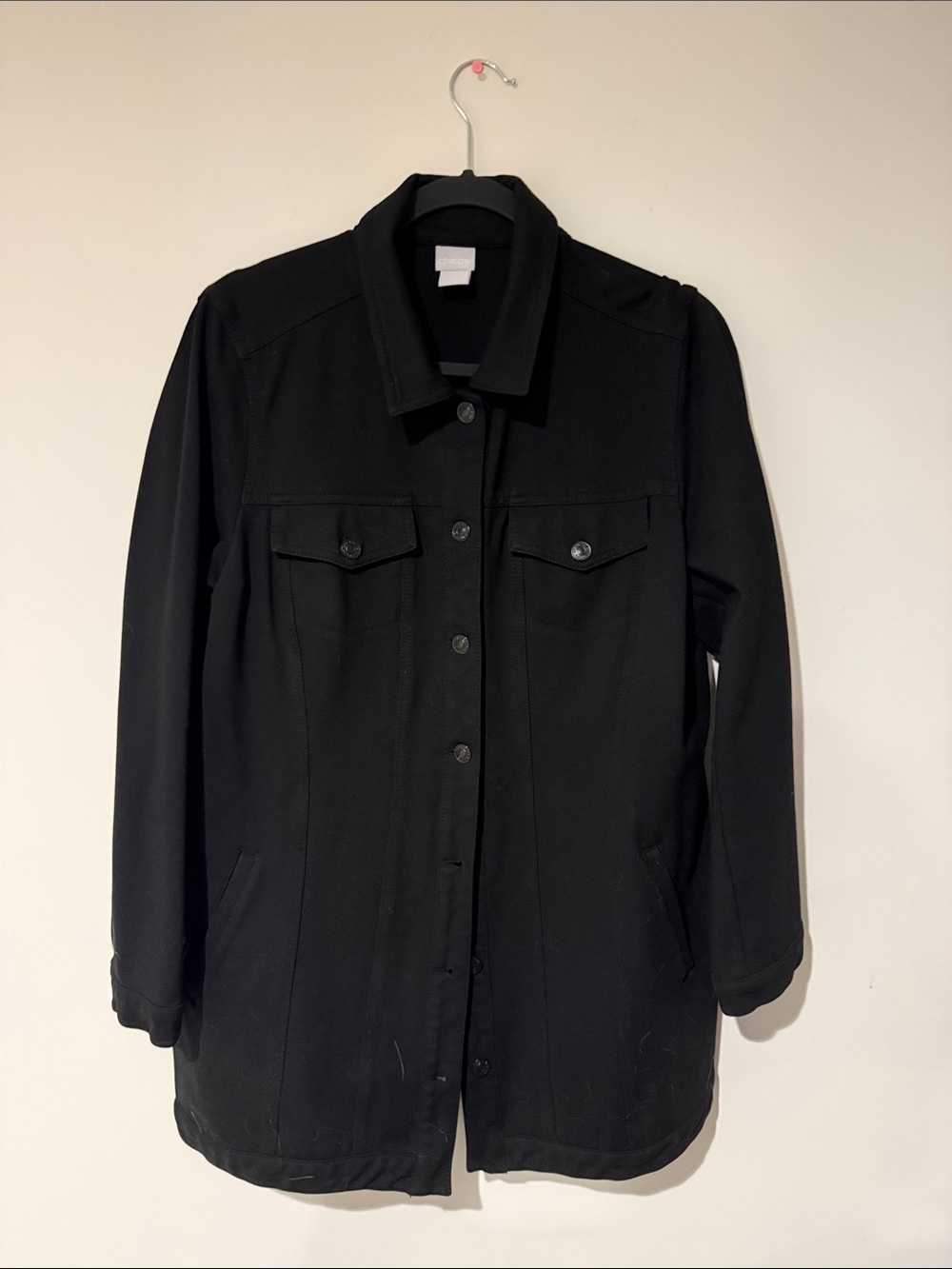 Chico's Black Button-Front Jean Jacket